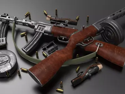 Ppsh-41 Submachine Gun Fps - Tps Low-poly 3D model