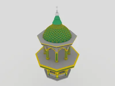 tower mosque Low-poly 3D model