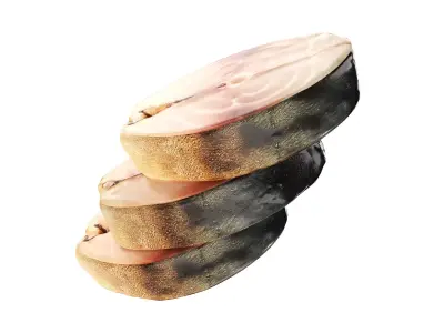 Smoked mackerel slices Low-poly 3D model