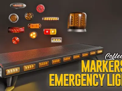 Markers and Emergency Lights Collection 3D model