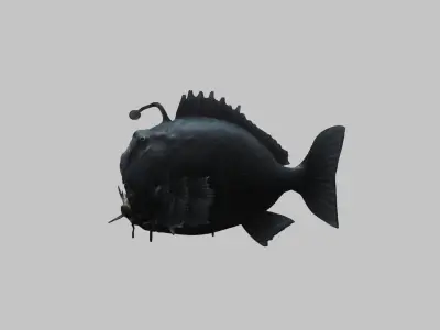 Black Humpback anglerfish Deep-sea fish Abyss Abyssal Low-poly 3D model
