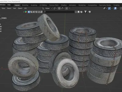 Used Tires Low-poly 3D model