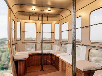 Vintage Cable Car Low-poly 3D model