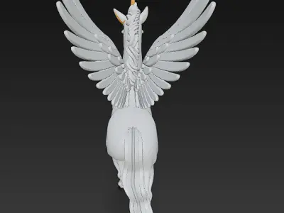 Unicorn White Realistic 3D Model Basic - Low Poly Realistic Low-poly 3D model