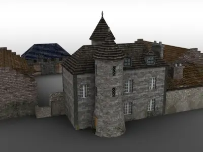 French Manor Low-poly 3D model