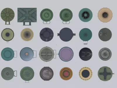 Land Mine Pack 24 Models Free low-poly 3D model
