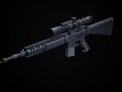 Mk12 PBR sniper rifle scope Low-poly 3D model