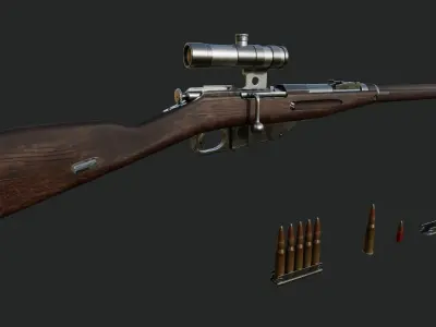 Mosin Nagant M1891 Low-poly 3D model
