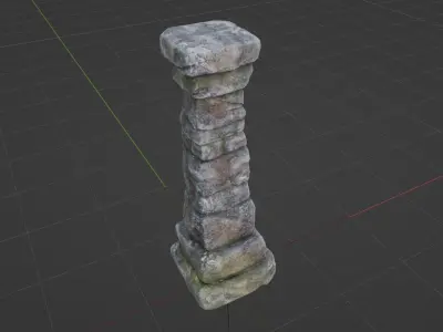 Pillar - Ancient Stone - Low-Poly Game-Ready Low-poly 3D model