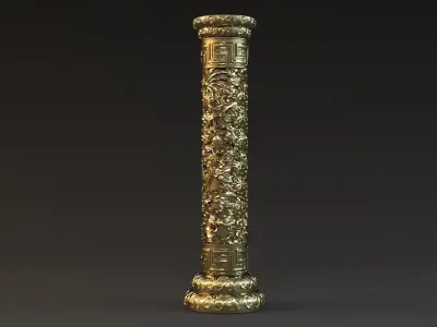 Dragon Pillar Panlong ancient stone pillar stone carving 3D model