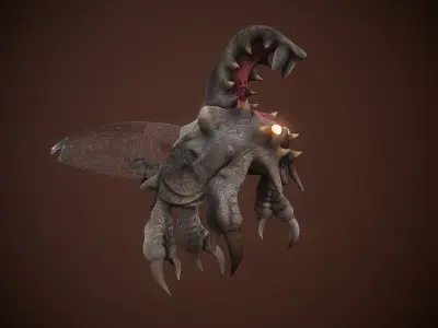 flying worms creature 1 Low-poly 3D model