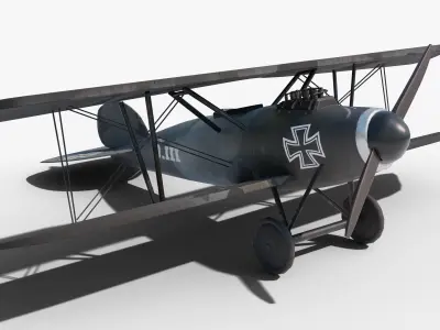 Albatros DIII German world war 1 plane  Low-poly 3D model