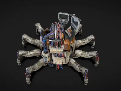 Scifi Dystopian Mechanical Chair robot Low-poly 3D model