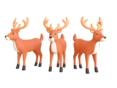Cartoon Reindeer 4 Cute  Low-poly 3D model