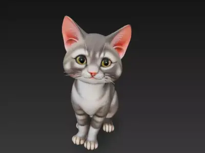 Cat Realistic 3D Model - Low Poly Realistic Low-poly 3D model