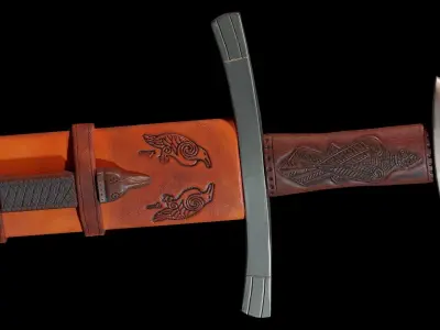 Viking sword game ready model Low-poly 3D model