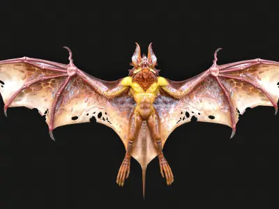 Low Poly Bat 3D Animal-Ready for Games-10 Animations Low-poly 3D model