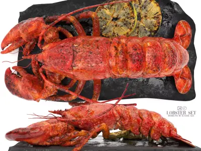 lobster set on slate 3D model