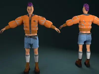 Cyber woman mercenary Low-poly 3D model