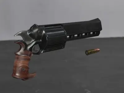 Skull Buster Revolver Handgun Low-poly 3D model