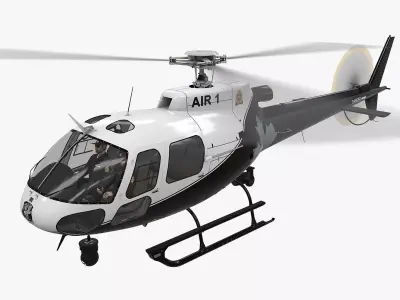 AS-350 Edmonton Police Service Animated Low-poly 3D model