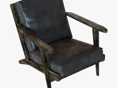 Four Hands Irondale Brooks Lounge Chair in Ebony Black Wash Weat 3D model