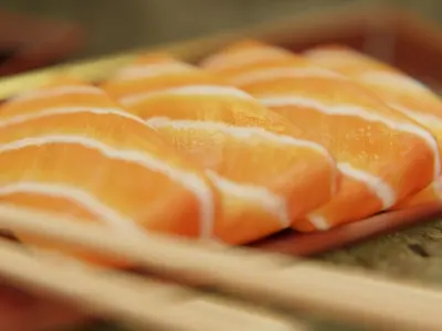 Sashimi Set sushi on plate with chopsticks 3D model