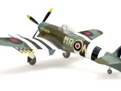plane british air force spitfire 3D model