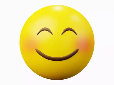 Blushing Smile Yellow Ball Emoticon Emoji or Smiley 3D model