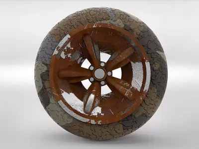 Wheel camouflaged tire Free low-poly 3D model