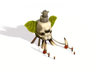 Stone Memorial Skull Totem Low-poly 3D model