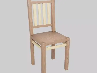 Wooden Chair Low-poly 3D model 20