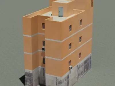 Building with balconies and balconies Low-poly 3D model
