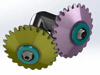 Simple spiral bevel gear set-2 gears-t24m1deg60 Free 3D print model