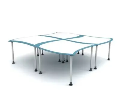 Square Modern Office Table 3D model