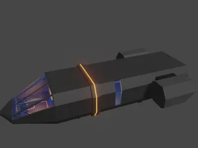 small space carrier ship with interior Low-poly 3D model