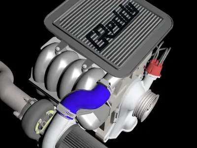 Rotary 13B T Turbo Setup 3D model