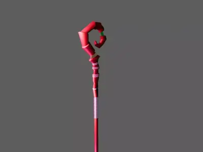 wooden magic stick  Low-poly 3D model