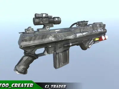 Modern Sci-Fi Space Gun 3D Model Low-poly 3D model