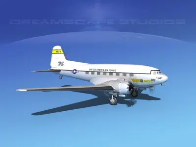Douglas C-47 Dakota USAF V03 3D model