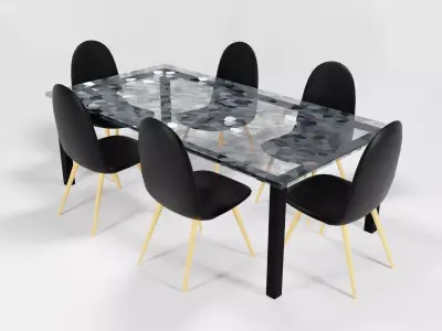  Table and chairs set Free low-poly 3D model