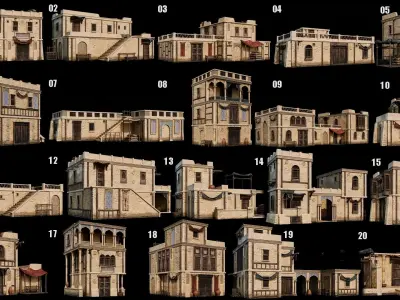 40-Arabic Houses Pack 4K PBR Low-poly 3D model