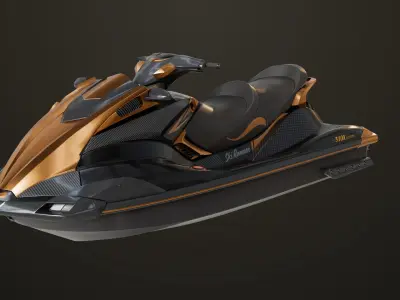 Jet Ski 01 Black Generic All PBR Unity UE Textures 3D model