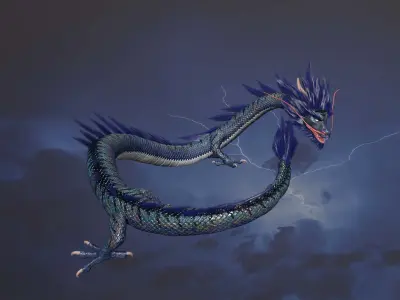 Chinese dragon loong Low-poly 3D model