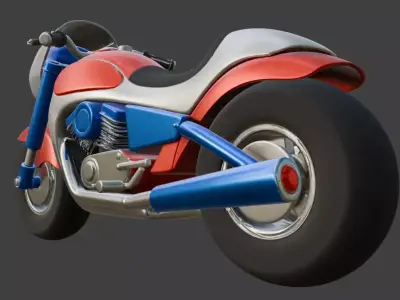 Cartoon Motorcycle 3D Model 3D model 5