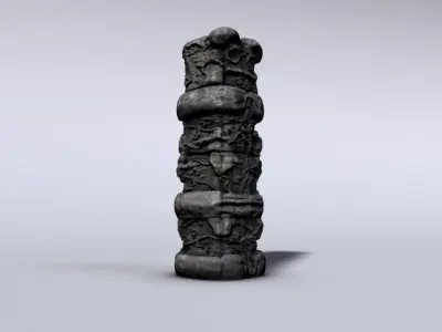 Stone totem module Low-poly 3D model