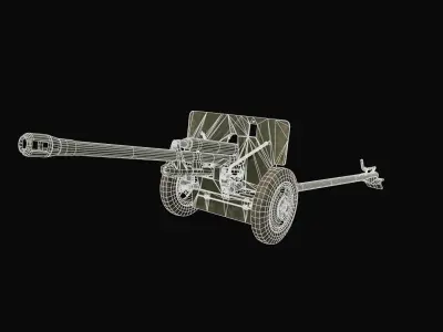 ZIS-3 Game Ready cannon Low-poly 3D model
