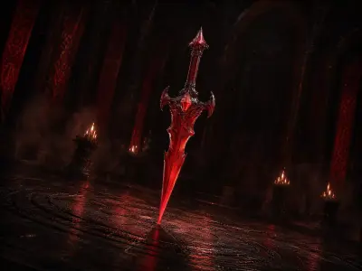 Crimson Requiem Dagger Dark Fantasy Game Ready Weapon Low-poly 3D model