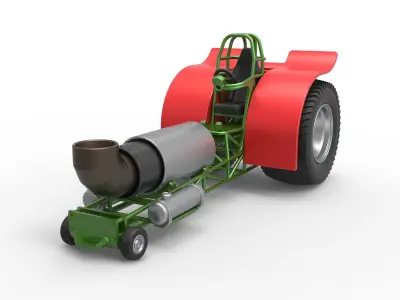 Pulling tractor with single jet engine Scale 1 to 25 3D print model