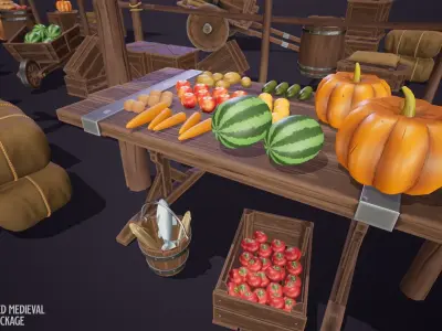 Stylized Medieval Package Low-poly 3D model